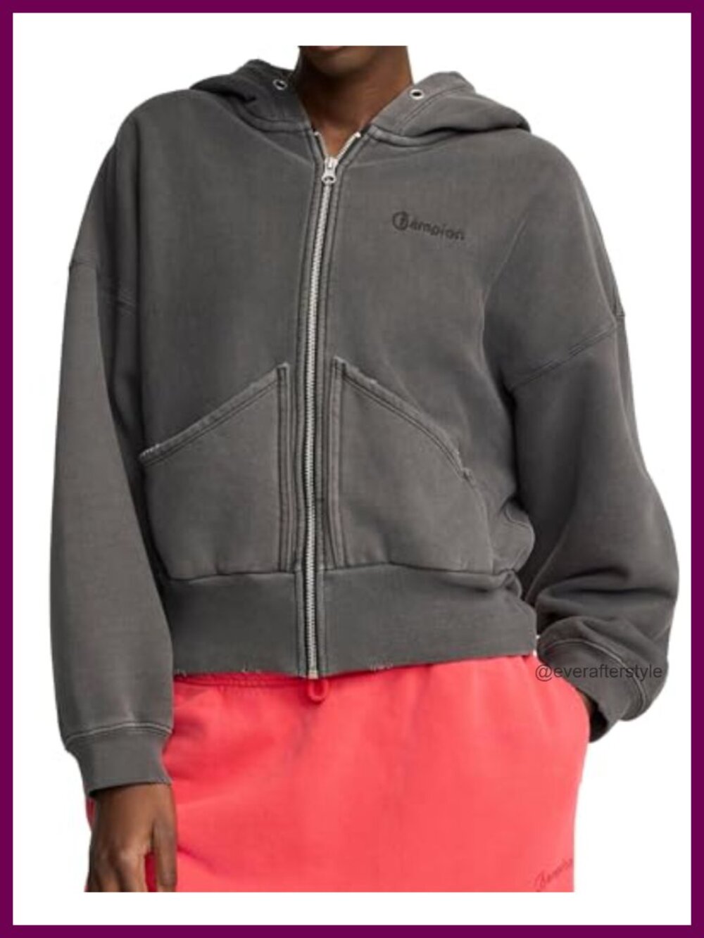 Oversized Zip-Up Hoodie Heavyweight Fleece Running Logo